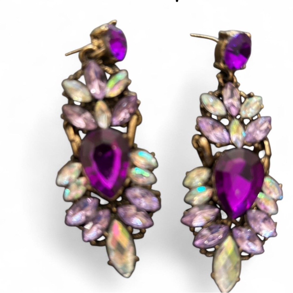 Betsey Johnson Purple and Gold Statement Earrings